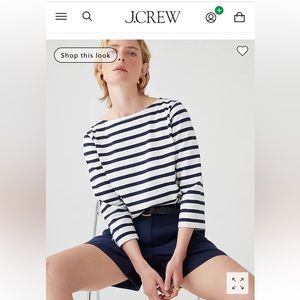 J. Crew Navy and White Striped Long Sleeve Tee